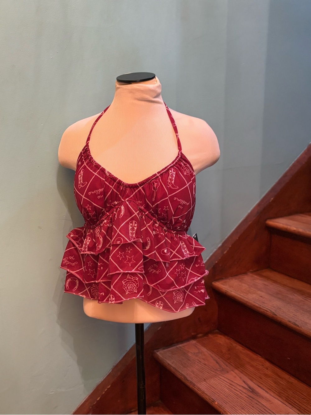wild fable Burgundy Ruffled Halter Camisole